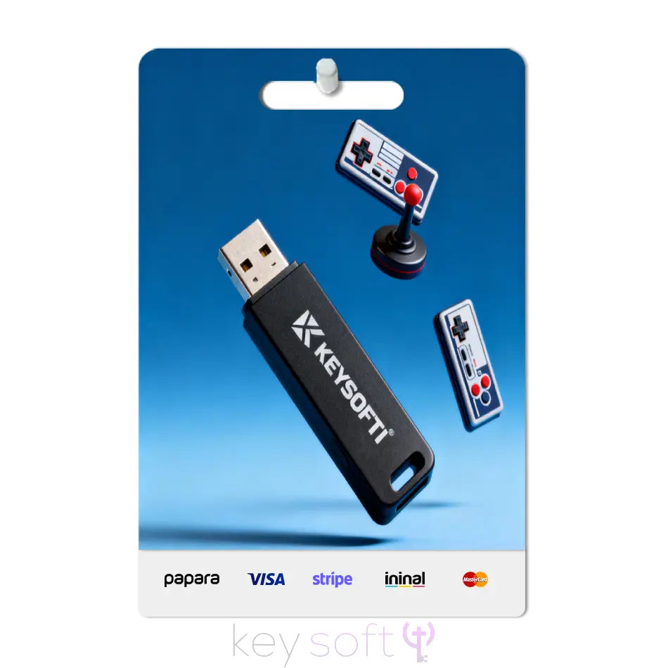 KEYSOFTİ Gaming USB 64GB - 10,000+ Oyun Hazır | Windows + Batocera | Kurulum Gerektirmez | Ömür Boyu - Uygun Lisans Hizmeti - KeySofti