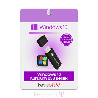 Windows 10 Kurulum Dosyalı USB Bellek (Lisans Anahtarı Hediyeli) Uygun Lisans Hizmeti - KeySofti