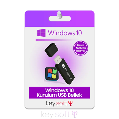 Windows 10 Kurulum Dosyalı USB Bellek (Lisans Anahtarı Hediyeli) Uygun Lisans Hizmeti - KeySofti